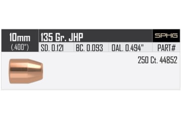 Image of Nosler HandGun Pistol Bullet 10mm 135gr JHP, 250ct, 44852