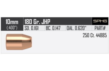 Image of Nosler HandGun Pistol Bullet 10mm 180gr JHP, 250ct, 44885
