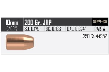 Image of Nosler HandGun Pistol Bullet 10mm 200gr JHP, 250ct, 44952