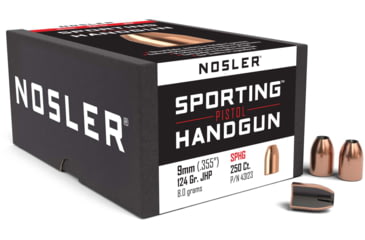 Image of Nosler HandGun Pistol Bullet 9mm 124gr JHP, 250ct, 43123
