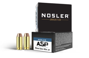 Image of Nosler ASP 10mm 180 Grain Jacketed Hollow Point Brass Cased Cased Pistol Ammo, 20 Rounds, 51400