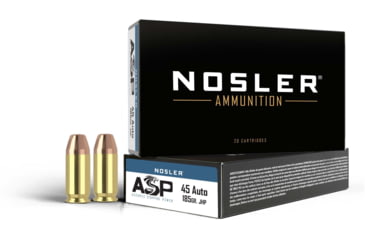 Image of Nosler ASP .45 ACP 185 Grain Jacketed Hollow Point Brass Cased Cased Pistol Ammo, 50 Rounds, 51271