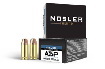 Image of Nosler ASP Suppressor Ready .45 ACP 230 Grain Jacketed Hollow Point Brass Cased Cased Pistol Ammo, 20 Rounds, 51277