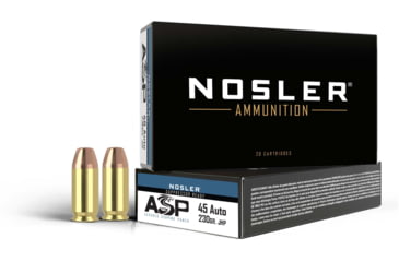 Image of Nosler ASP Suppressor Ready .45 ACP 230 Grain Jacketed Hollow Point Brass Cased Cased Pistol Ammo, 50 Rounds, 51284