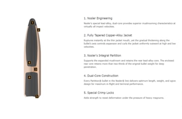 Image of Nosler Partition Rifle Bullet .270 Caliber 160gr, 50ct, 16324