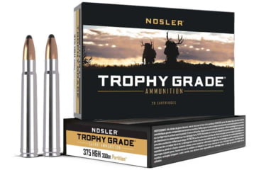 Image of Nosler Safari .375 H&amp;H Magnum 300 Grain Nosler Partition Nickel Plated Brass Cased Centerfire Rifle Ammo, 20 Rounds, 40606