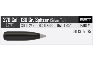Image of Nosler Silvertip Hunting Rifle Bullet .270 Caliber 130gr Ballistic Tip, 50ct, 51075