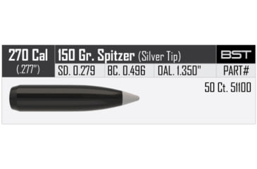 Image of Nosler Silvertip Hunting Rifle Bullet .270 Caliber 150gr Ballistic Tip, 50ct, 51100