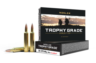 Image of Nosler TGA Trophy Grade Ammunition 30-378 Weatherby Magnum 180 Grain AccuBond Brass Cased Centerfire Rifle Ammo, 20 Rounds, 60094