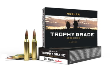 Image of Nosler Trophy Grade .243 Winchester 90 Grain AccuBond Brass Cased Centerfire Rifle Ammo, 20 Rounds, 48263