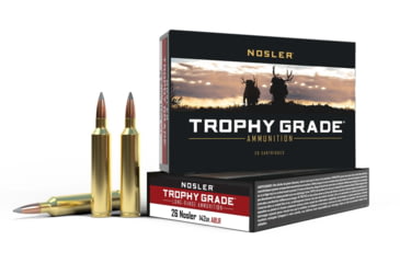 Image of Nosler Trophy Grade .26 Nosler 142 Grain AccuBond Long Range Brass Cased Centerfire Rifle Ammo, 20 Rounds, 60122