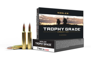 Image of Nosler Trophy Grade .27 Nosler 150 Grain AccuBond Brass Cased Centerfire Rifle Ammo, 20 Rounds, 61026