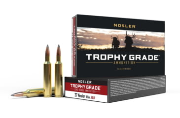 Image of Nosler Trophy Grade .27 Nosler 165 Grain AccuBond Long Range Brass Cased Centerfire Rifle Ammo, 20 Rounds, 61237