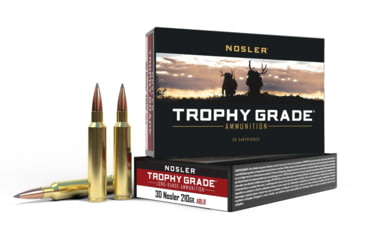 Image of Nosler Trophy Grade AccuBond Long Range .30 Nosler 210 Grain Jacketed Soft Point Brass Cased Centerfire Rifle Ammo, 20 Rounds, 60118
