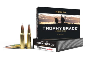 Image of Nosler Trophy Grade .308 Winchester 165 Grain AccuBond Brass Cased Centerfire Rifle Ammo, 20 Rounds, 60049