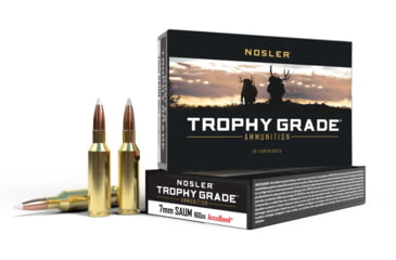 Image of Nosler Trophy Grade 7mm Remington Short Action Ultra Magnum 160 Grain AccuBond Brass Cased Centerfire Rifle Ammo, 20 Rounds, 60045