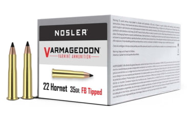 Image of Nosler Varmageddon .22 Hornet 35 Grain Flat Base Tipped Brass Cased Centerfire Rifle Ammo, 20 Rounds, 41132