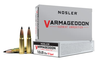 Image of Nosler VMA 7.62x39mm 123 Grain Flat Base Tipped Varmageddon Brass Cased Centerfire Rifle Ammo, 20 Rounds, 60176