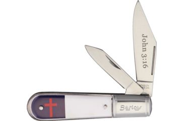 Image of Novelty Cutlery Christian Flag Barlow Folding Knife,Stainless Steel,Standard Edge,Clip and Pen NV284