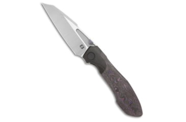 Image of Null Knives Null Voodoo Folding Knife, 3.625in, Bohler M390 Stainless Steel, Reverse Tanto Blade, Carbon Fiber, Black/Purple Handle, Black/Purple/Gray, 8.25 inch, BHQ-204763