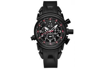 Image of Oakley 12 Gauge Quartz Watch, Black Dial and Black Rubber Strap w/ Stealth Case 10-061