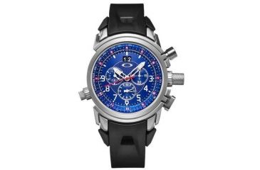 Image of Oakley 12 Gauge Quartz Watch, Blue Dial and Black Rubber Strap w/ Honed Case 10-060