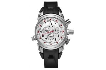 Image of Oakley 12 Gauge Quartz Watch, White Dial and Black Rubber Strap w/ Honed Case 10-059