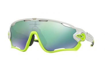 Image of Oakley A JAWBREAKER OO9270 Sunglasses 927002-31 - Polished White Frame, Jade Iridium Lenses