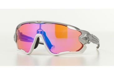 Image of Oakley A JAWBREAKER OO9270 Sunglasses 927009-31 - Silver/Matte White Frame, Prizm Trail Lenses