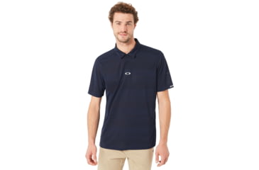 Image of Oakley Aero Stripe Jacquard Polo - Mens, Fathom, Large, 434034-6AC-L