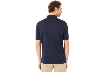 Image of Oakley Aero Stripe Jacquard Polo - Mens, Fathom, Large, 434034-6AC-L
