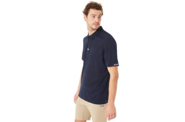 Image of Oakley Aero Stripe Jacquard Polo - Mens, Fathom, Large, 434034-6AC-L