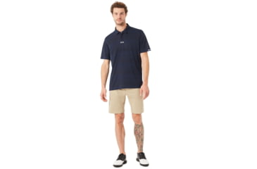Image of Oakley Aero Stripe Jacquard Polo - Mens, Fathom, Large, 434034-6AC-L