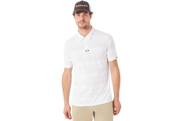 Image of Oakley Aero Stripe Jacquard Polo - Mens, White, Small, 434034-100-S