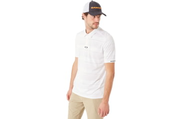 Image of Oakley Aero Stripe Jacquard Polo - Mens, White, Small, 434034-100-S