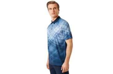 Image of Oakley Barkie Gradient Golf Polo Short Sleeve - Mens, Fathom, Extra Small, 434312-6AC-XS