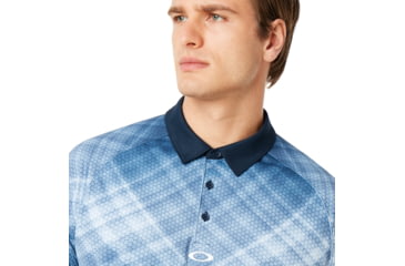 Image of Oakley Barkie Gradient Golf Polo Short Sleeve - Mens, Fathom, Extra Small, 434312-6AC-XS