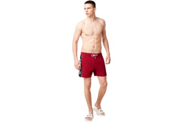 Image of Oakley Barnie Beach Block 16 Swim Shorts - Mens, Raspberry, Large, 482473A-45A-L