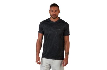 Image of Oakley Base Short Sleeve - Mens, Blackout Topo Map, Extra Small, 434006-0A1-XS