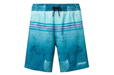 Image of Oakley Beach Flower Striped 18 Inches - Mens, Petrol, 3XL, 482450-9PE-XXXL
