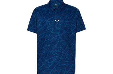 Image of Oakley Broken Glass Polo - Mens, Blue Glass Print, Extra Small, FOA400131-95P-XS