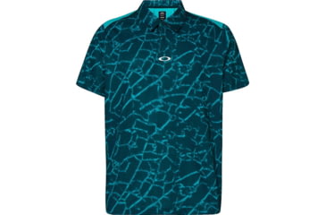 Image of Oakley Broken Glass Polo - Mens, Green Glass Print, Medium, FOA400131-94D-M