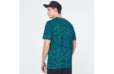 Image of Oakley Broken Glass Short Sleeve Tee - Mens, Green Glass Print, Extra Large, FOA400048-94D-XL