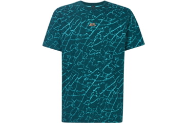 Image of Oakley Broken Glass Short Sleeve Tee - Mens, Green Glass Print, Extra Large, FOA400048-94D-XL