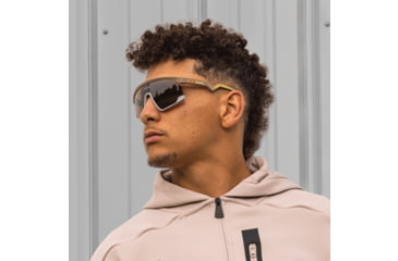 Image of Oakley BXTR Patrick Mahomes II Collection Sunglasses, Matte Desert Tan, PRIZM Tungsten, PRIZM Tungsten, OO9280-0839
