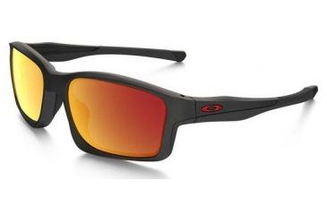 Image of Oakley Chainlink Mens Asian Fit Sunglasses, Matte Black Frame, Ruby Iridium Lens OO9252-09