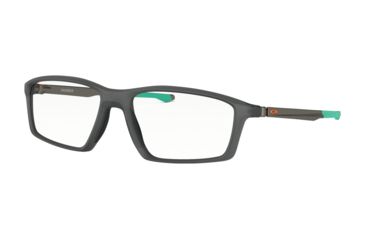 Image of Oakley CHAMBER OX8138 Eyeglass Frames 813804-55 - Satin Grey Smoke Frame, Clear Lenses