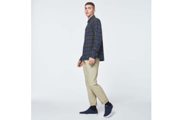 Image of Oakley Checked Woven Long Sleeve Shirt 1 - Mens, Blue Hthr -Olive Check, 2XL, FOA400535-9DA-XXL
