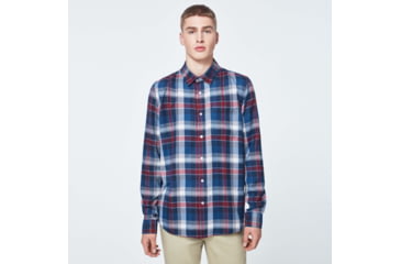 Image of Oakley Checked Woven Long Sleeve Shirt 3 - Mens, Blue-Burgundy-White Check, Large, FOA400538-9DC-L