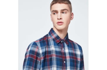 Image of Oakley Checked Woven Long Sleeve Shirt 3 - Mens, Blue-Burgundy-White Check, Large, FOA400538-9DC-L